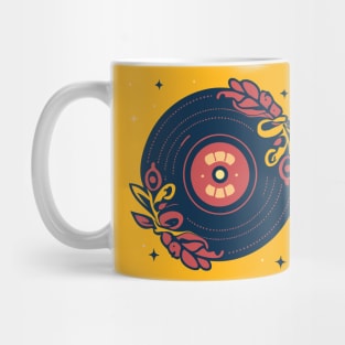 Vinyl LP Music Disk with Floral Design Mug